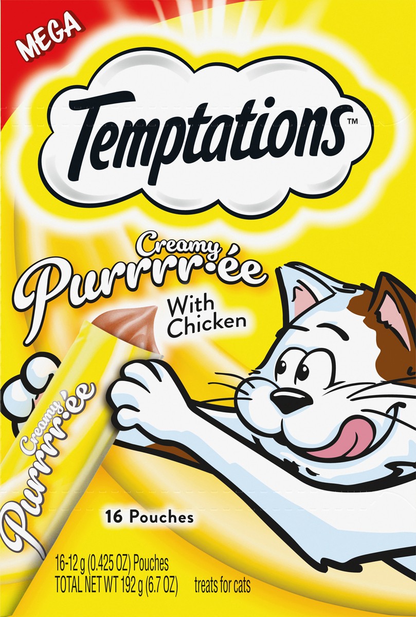 slide 8 of 9, Temptations Lickable Puree Tasty Chicken Flavor Treats for Cats 16 - 0.423 oz Pouches, 16 ct