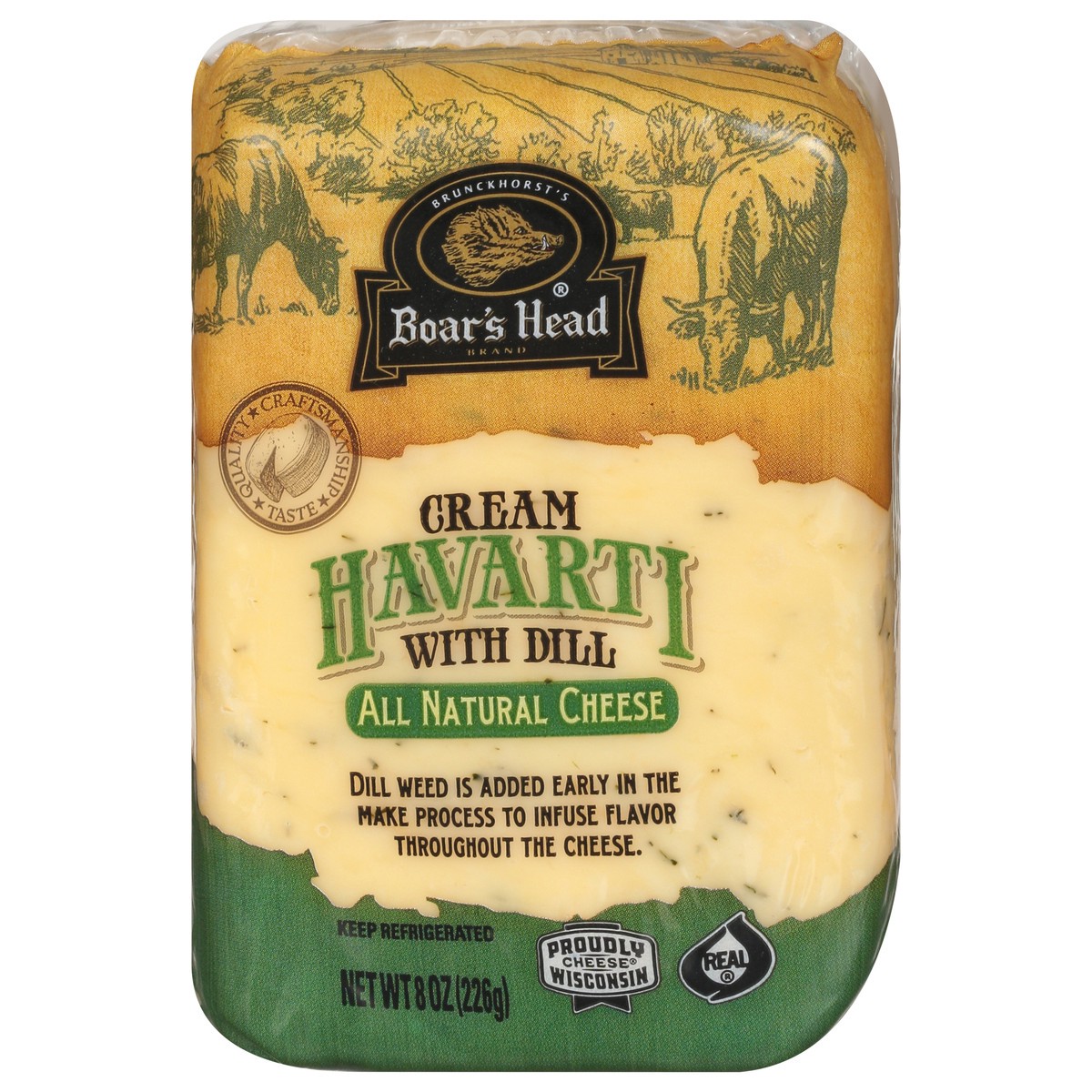 slide 1 of 9, Boar's Head Cream Havarti Cheese With Dill, 8 oz