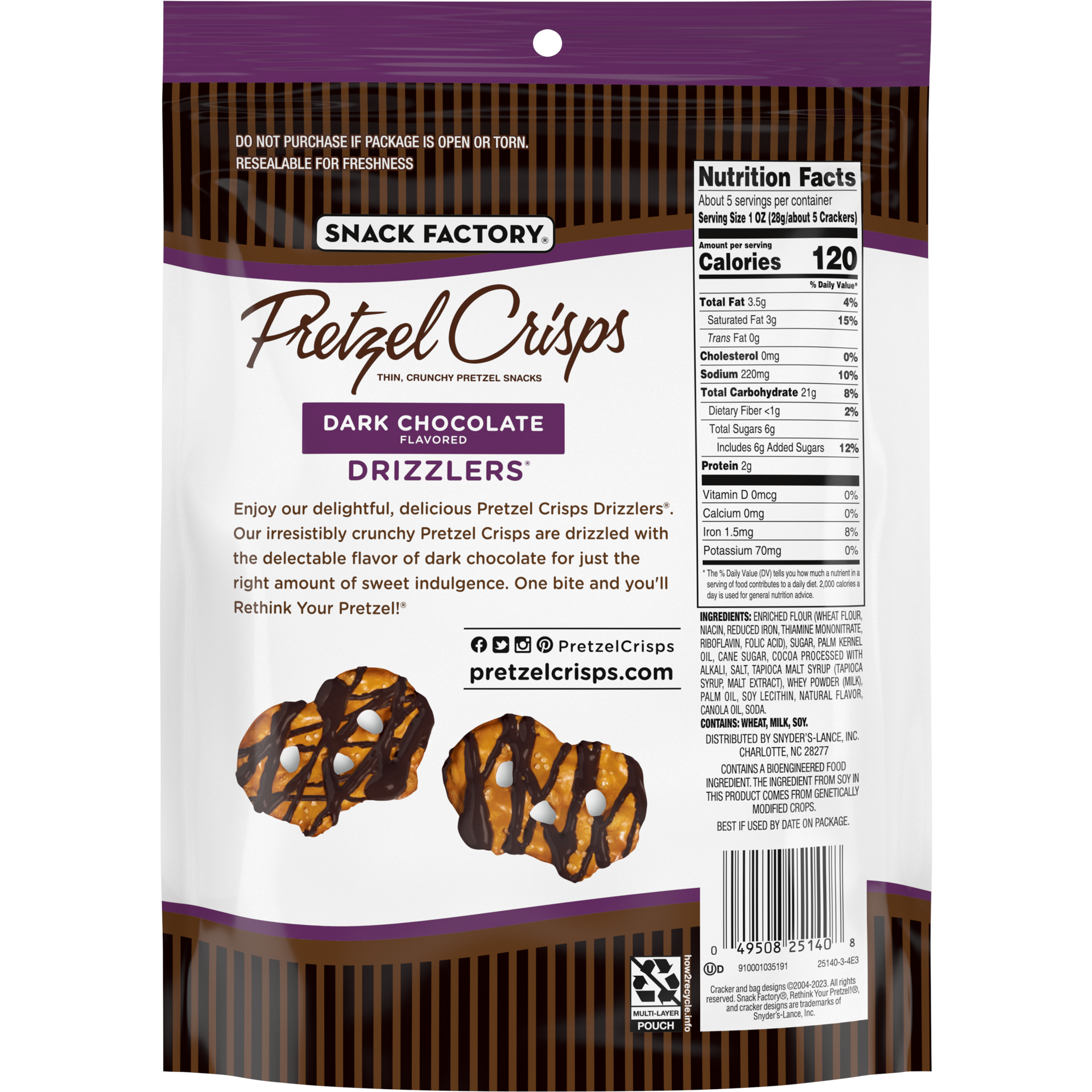 slide 4 of 5, Snack Factory Pretzel Crisps Drizzlers Dark Chocolate Drizzled Pretzels - 5.5oz, 5.5 oz