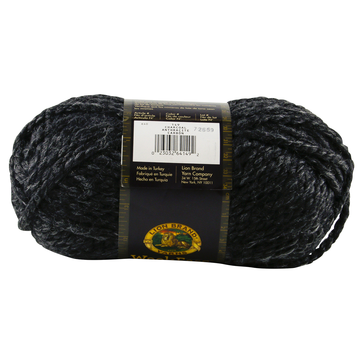 slide 4 of 4, Lion Brand Yarn Wool Ease Thick & Quick Charcoal, 6 oz