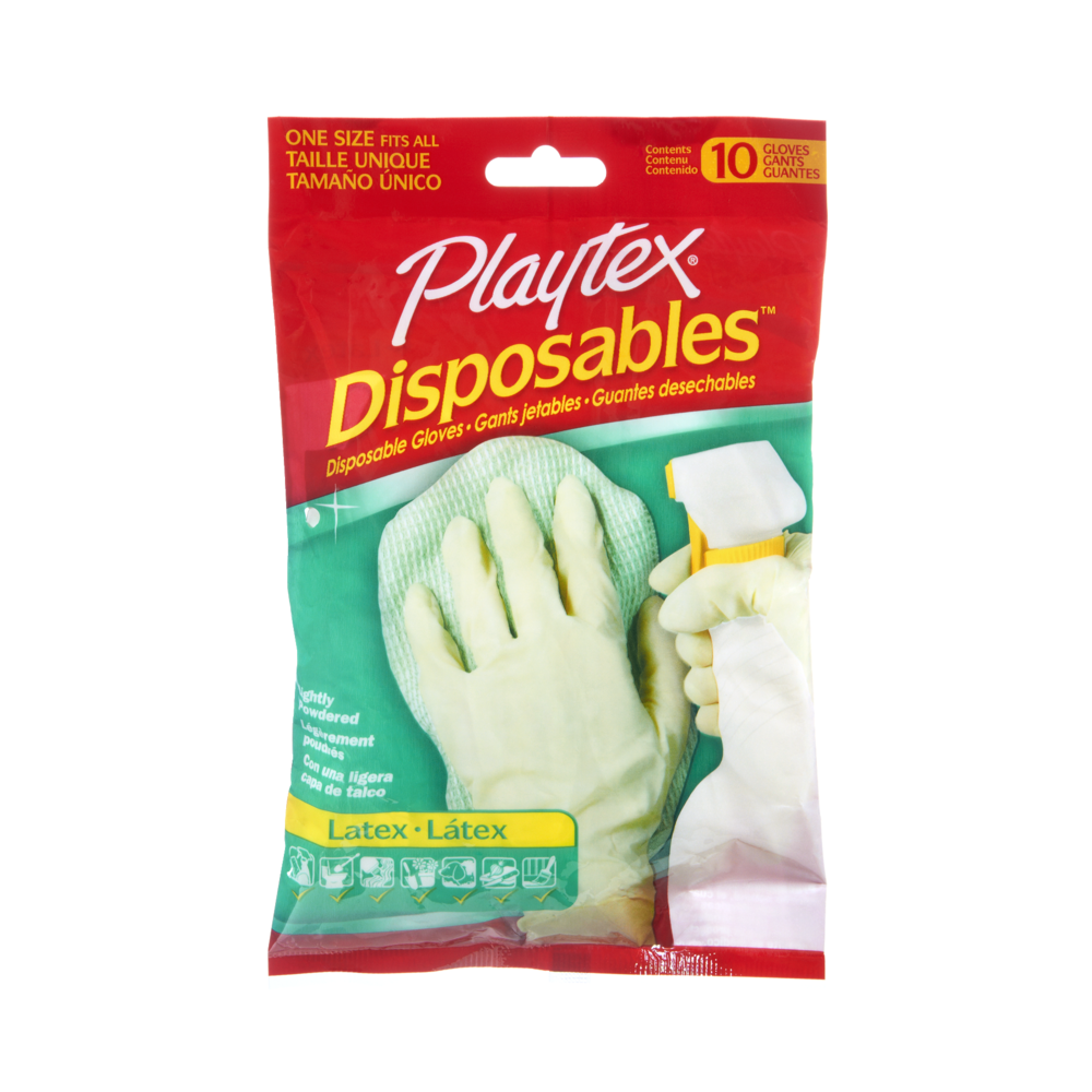 slide 1 of 2, Playtex Disposable Latex Glove, 10 ct