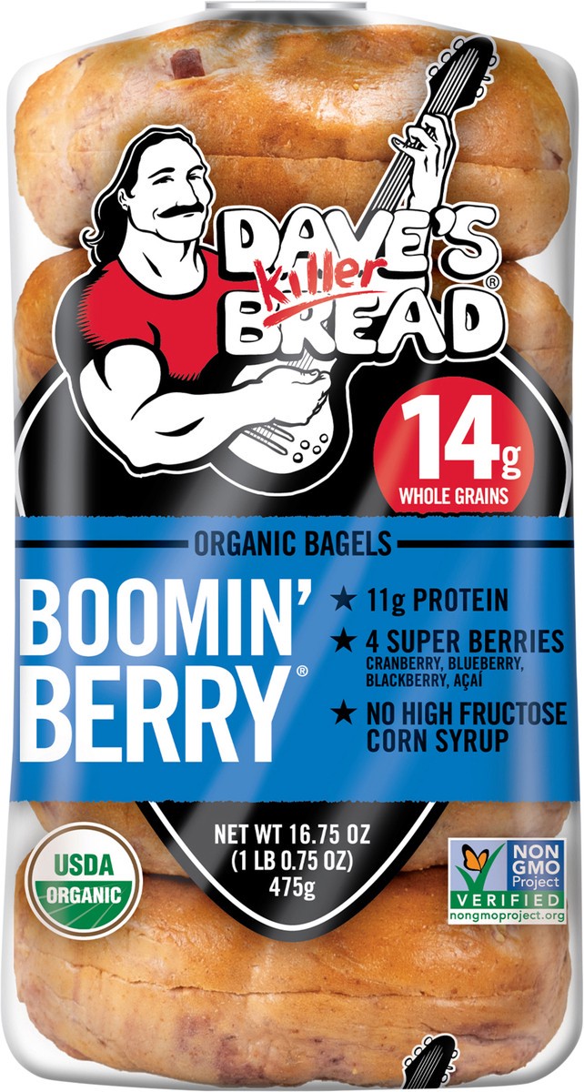 slide 5 of 14, Dave's Killer Bread Boomin Berry Organic Bagels, 16.75 oz