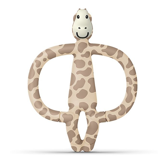 slide 1 of 4, Matchstick Monkey Giraffe Silicone Teether with BioCote - Brown, 1 ct