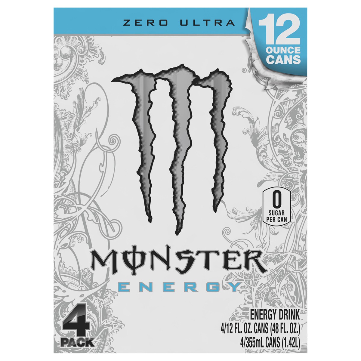 slide 1 of 11, Monster Energy Ultra Zero Ultra 6/4/12oz, 4 ct