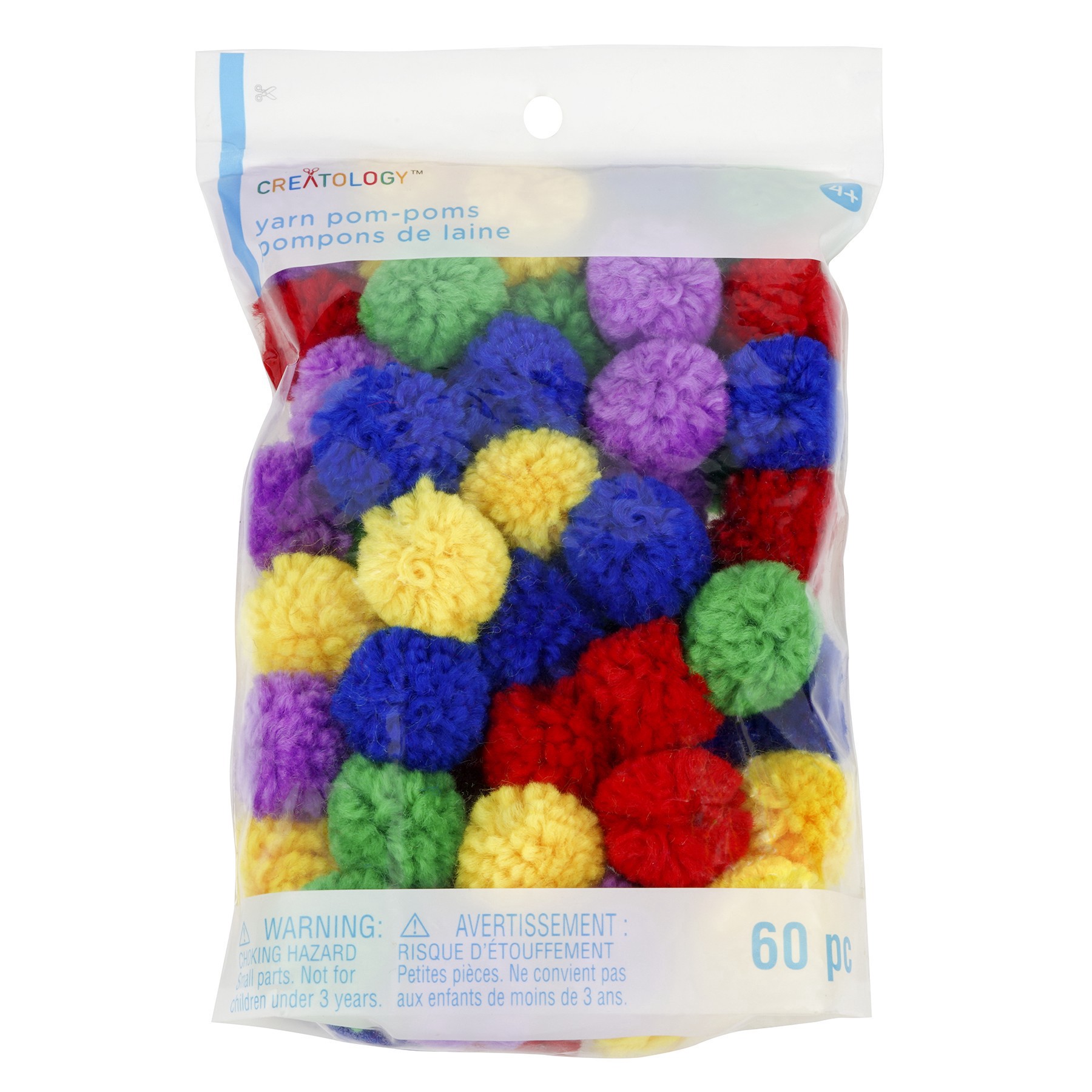 slide 2 of 3, Rainbow Yarn Pom Poms By Creatology, 1 in