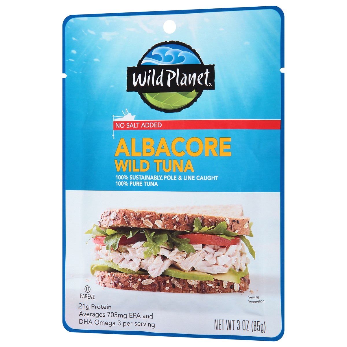 slide 5 of 9, Wild Planet No Salt Added Albacore Wild Tuna 3 oz, 3 oz