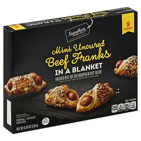 slide 1 of 1, Signature Select Beef Franks In A Blanket, 8.1 oz