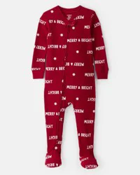 Carter's Baby Merry & Bright Christmas Cotton Long-Sleeve 2-Way Zip 1-Piece Pajamas - Red Red 24M