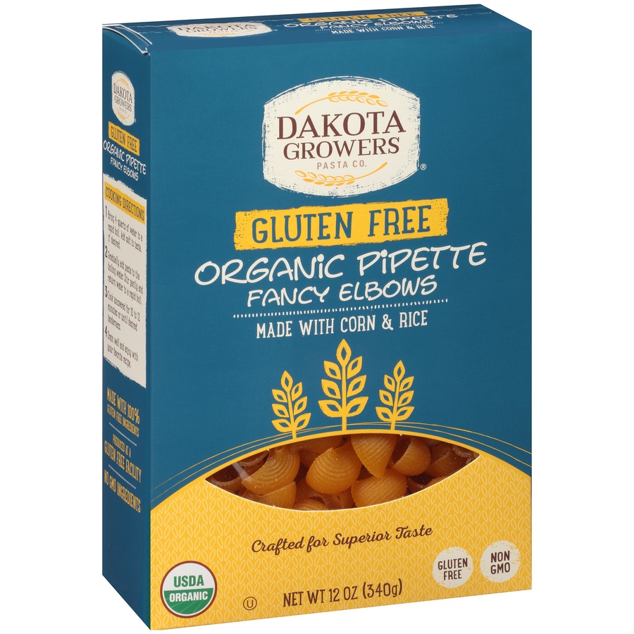 slide 2 of 8, Dakota Growers Pasta Co. Gluten Free Organic Pipette Fancy Elbows 16 oz. Box, 12 oz