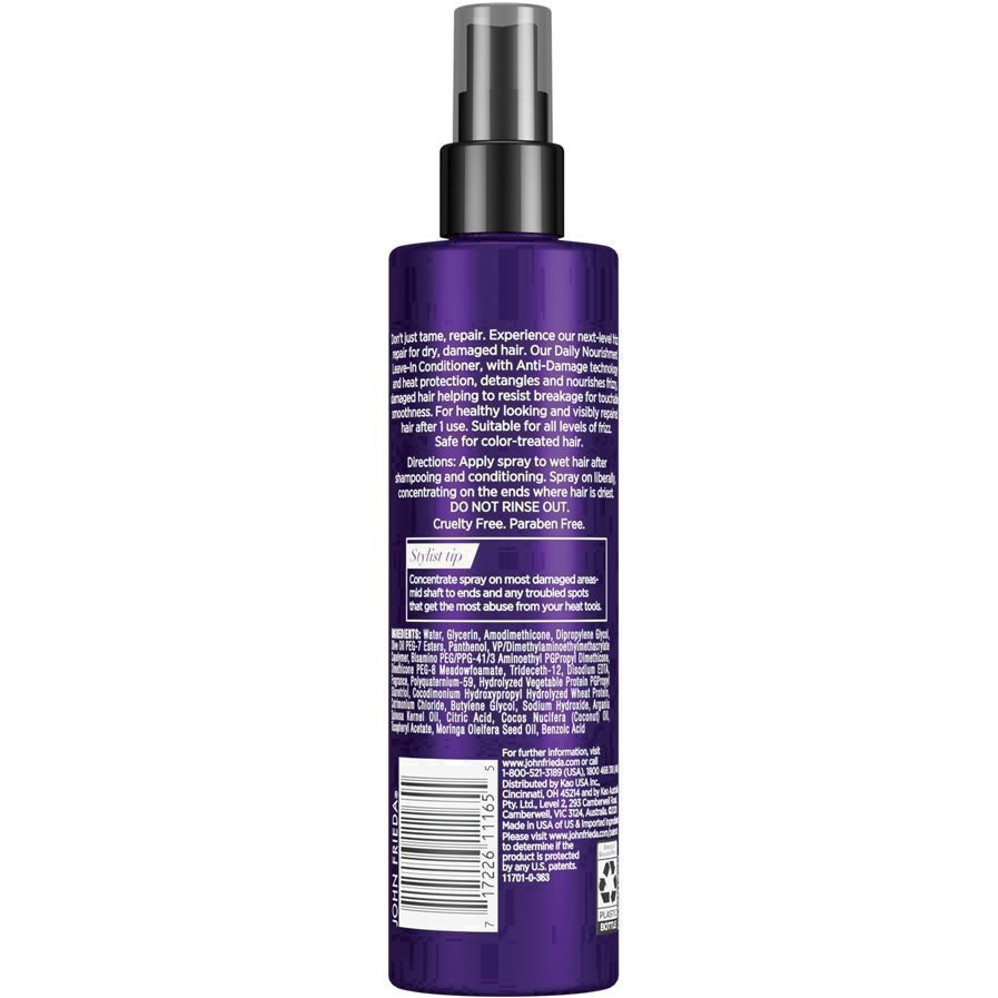 slide 51 of 111, John Frieda Anti Frizz, Frizz Ease Daily Nourishment Leave-In Conditioner, Anti Frizz Conditioner and Heat Protectant for Frizz-prone Hair, 8 oz, with Vitamin A, C, and E, 8 fl oz