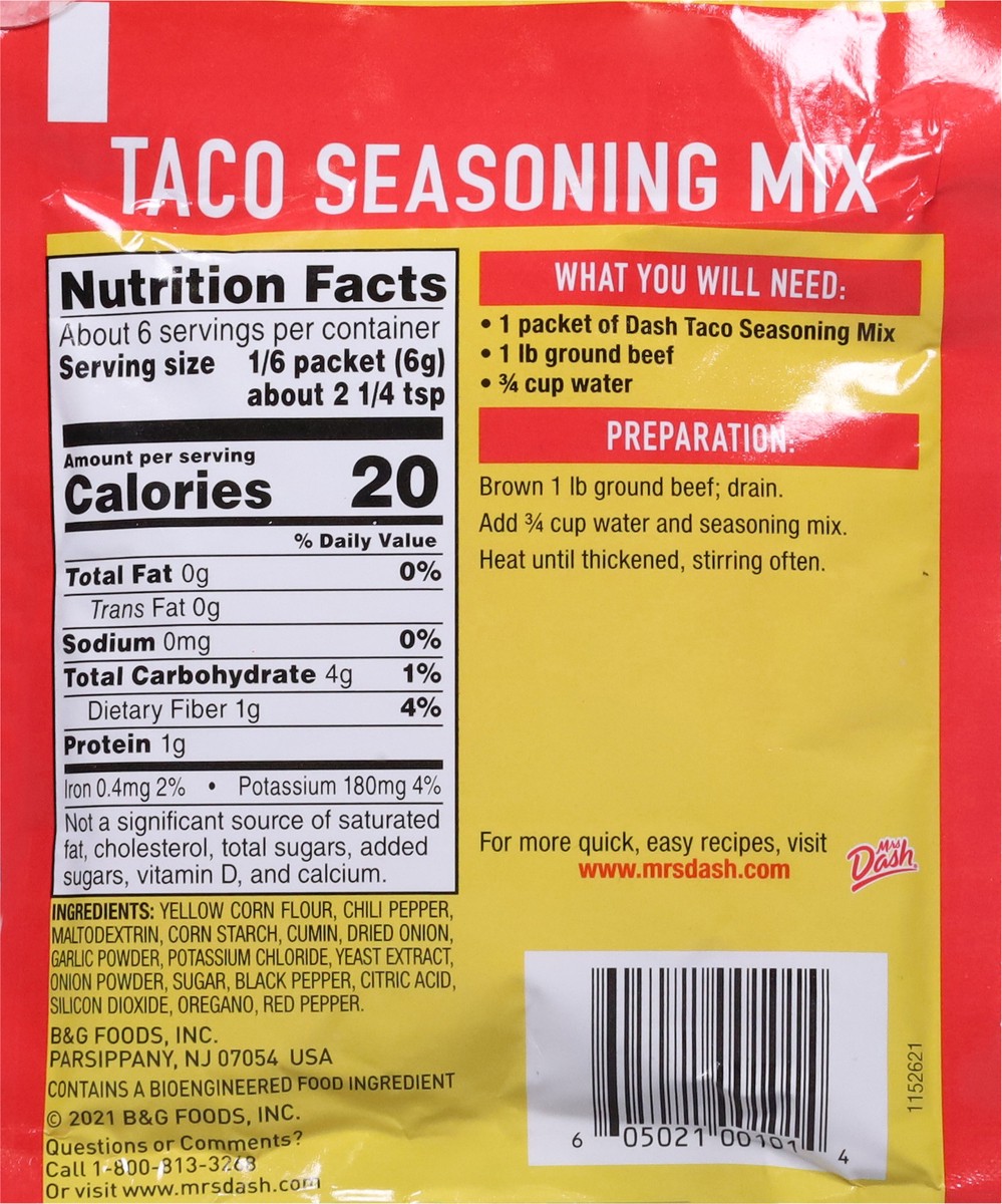 slide 12 of 13, Dash Salt-Free Taco Seasoning Mix 1.25 oz, 1.25 oz