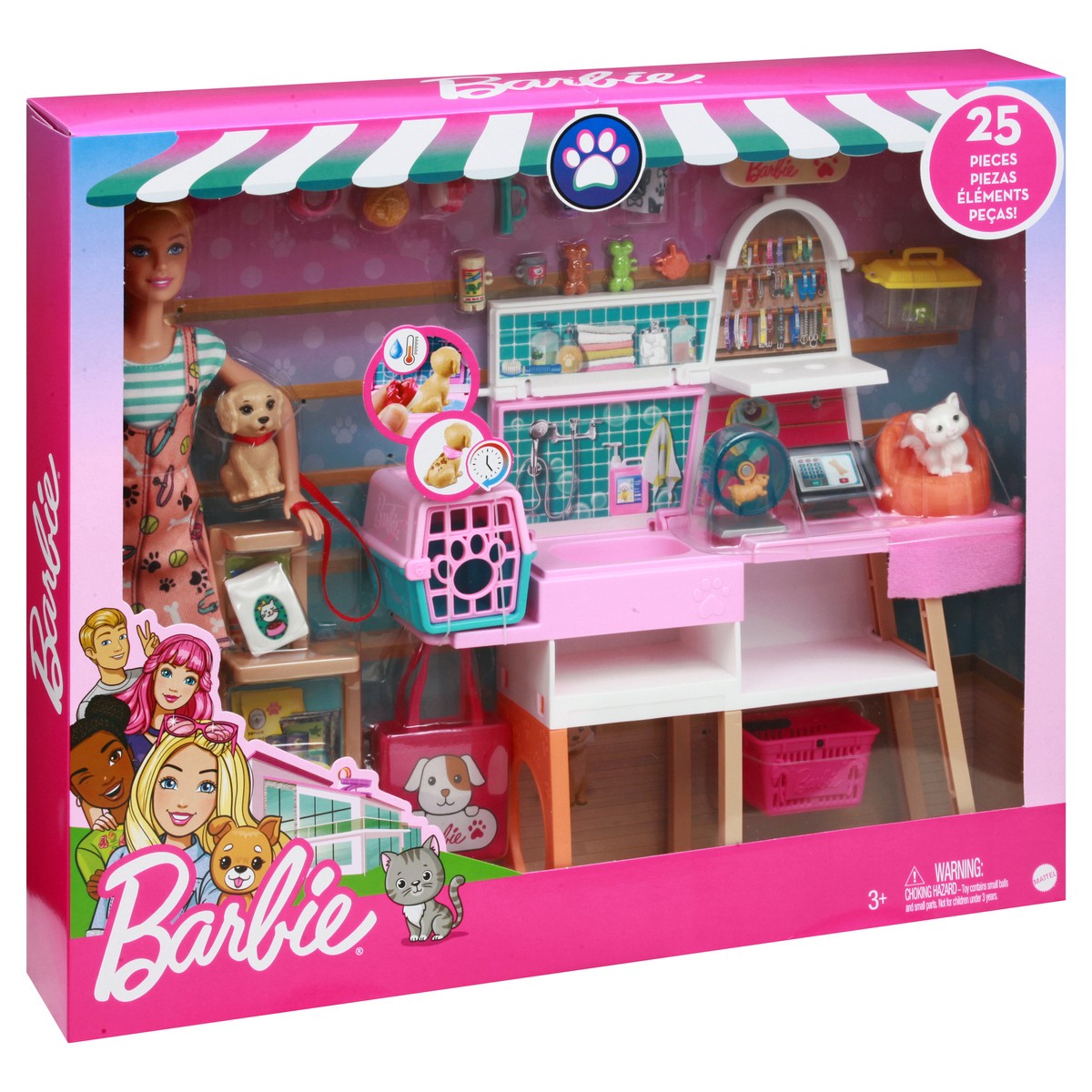 slide 5 of 9, Barbie 3+ Doll, Pets and Playset 1 ea, 1 ct