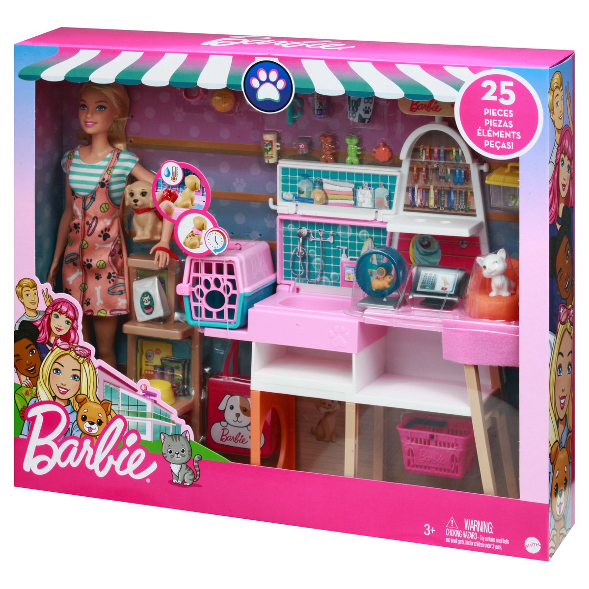 slide 2 of 9, Barbie 3+ Doll, Pets and Playset 1 ea, 1 ct