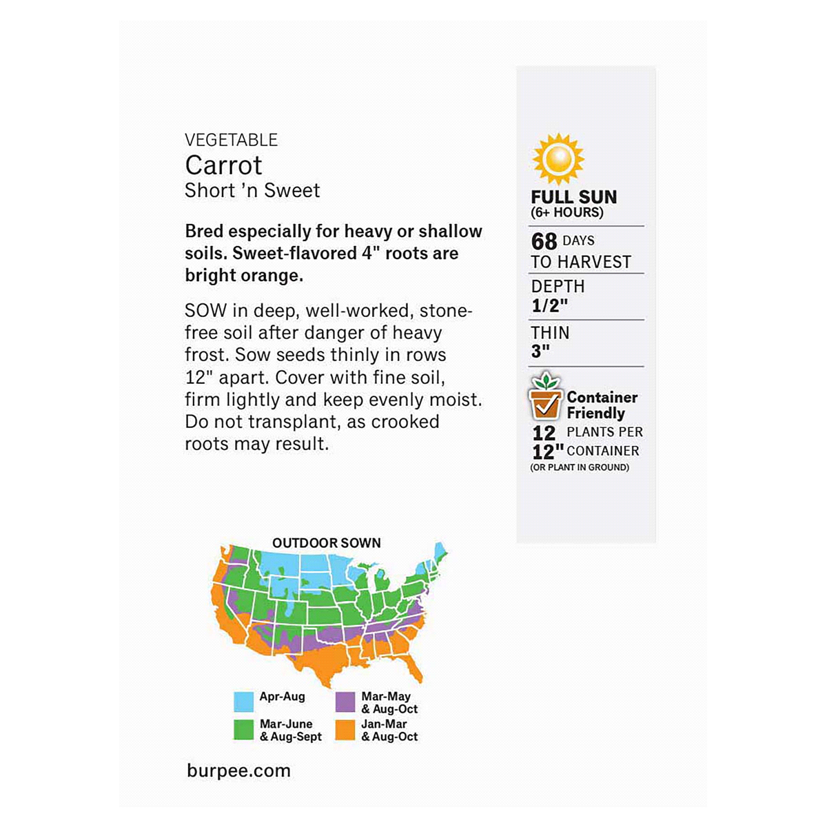 slide 2 of 5, Burpee Short N' Sweet Carrot Seeds, 1 ct