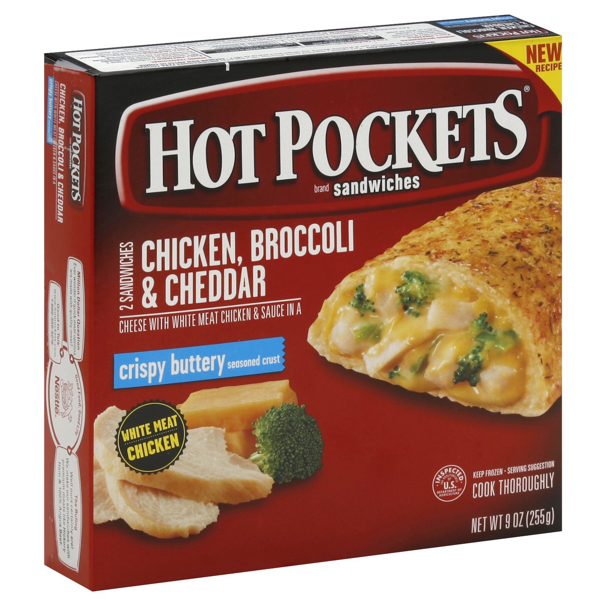 slide 5 of 8, Hot Pockets Frozen Snacks Chicken, Broccoli & Cheddar Crispy Buttery Crust Frozen Sandwiches, 8.5 oz