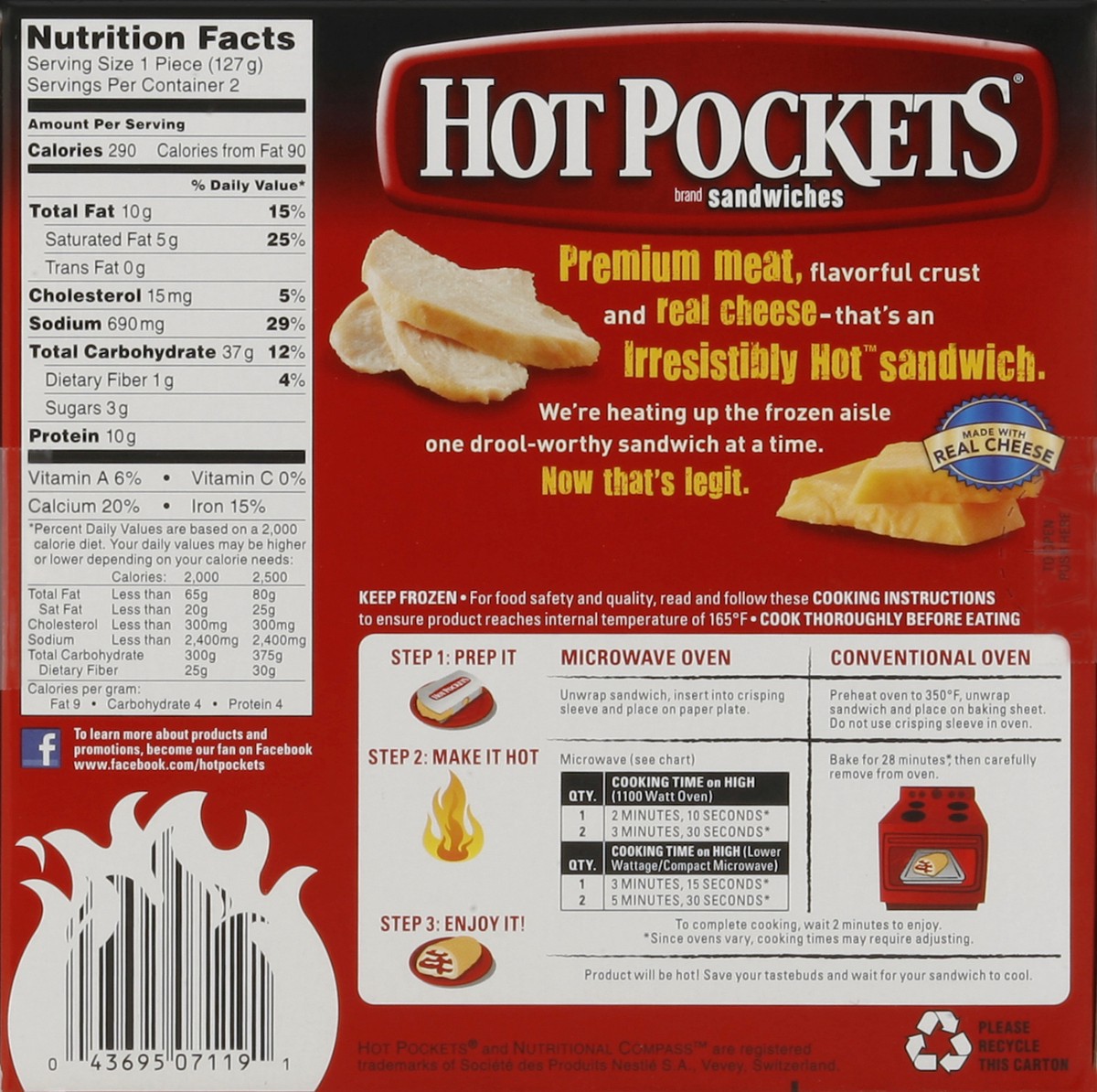 slide 7 of 8, Hot Pockets Frozen Snacks Chicken, Broccoli & Cheddar Crispy Buttery Crust Frozen Sandwiches, 8.5 oz