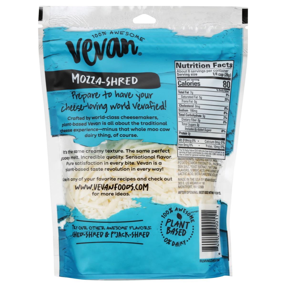 slide 5 of 5, Vevan Cheese Mozza Shreds 8 Oz, 8 oz