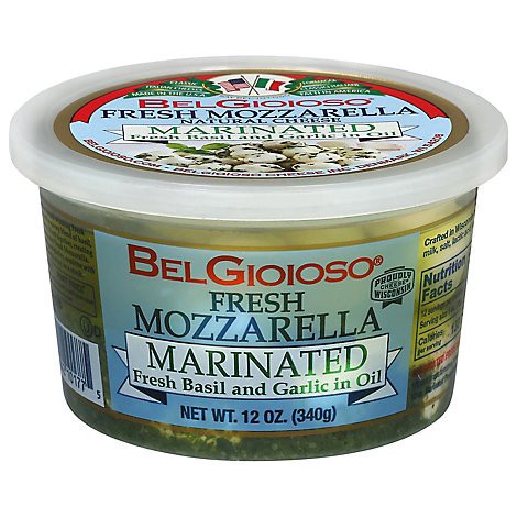 slide 1 of 1, Belgioioso Fresh Mozzarella Marinated Basil & Garlic - 12 OZ, 12 oz
