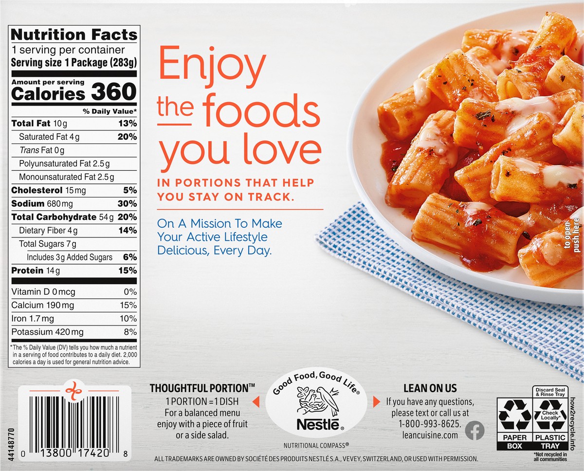 slide 3 of 9, Lean Cuisine Frozen Meal Five Cheese Rigatoni, Comfort Cravings Microwave Meal, Meatless Pasta Dinner with Cheese and Marinara Sauce, Frozen Dinner for One, 10 oz