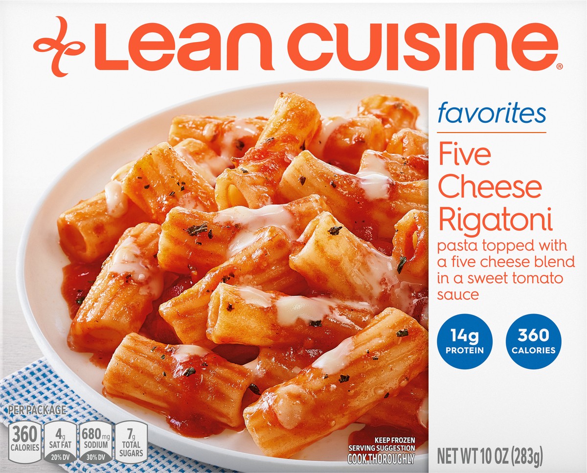 slide 8 of 9, Lean Cuisine Frozen Meal Five Cheese Rigatoni, Comfort Cravings Microwave Meal, Meatless Pasta Dinner with Cheese and Marinara Sauce, Frozen Dinner for One, 10 oz