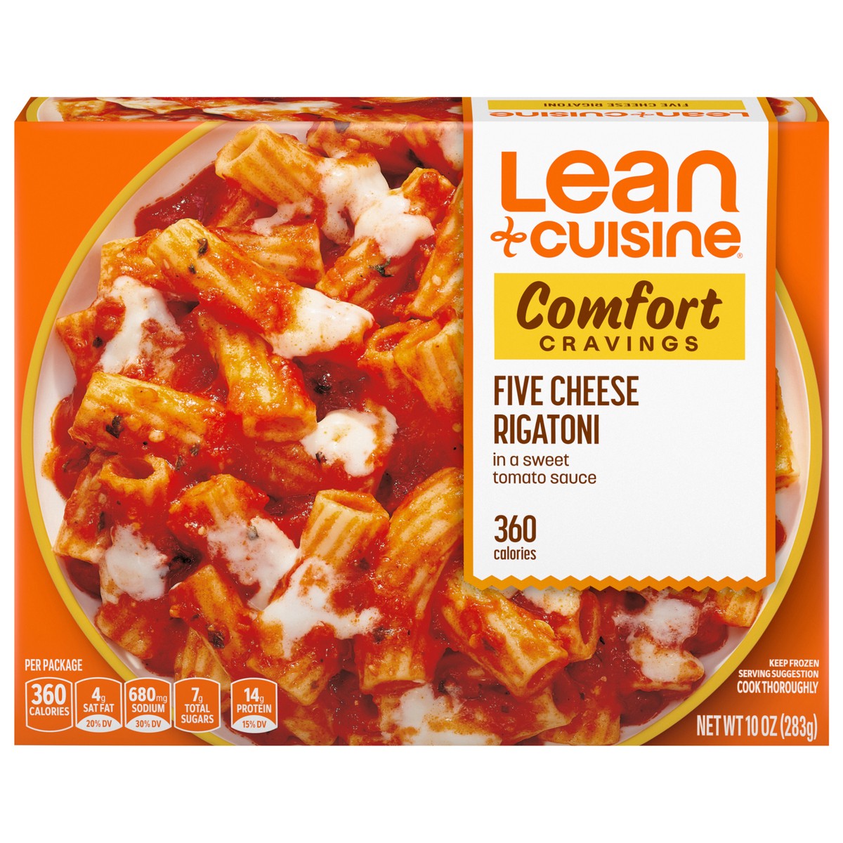 slide 1 of 9, Lean Cuisine Frozen Meal Five Cheese Rigatoni, Comfort Cravings Microwave Meal, Meatless Pasta Dinner with Cheese and Marinara Sauce, Frozen Dinner for One, 10 oz
