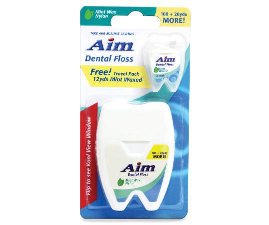 slide 1 of 1, Aim Mint Wax Dental Floss & Travel Pack, 1 ct