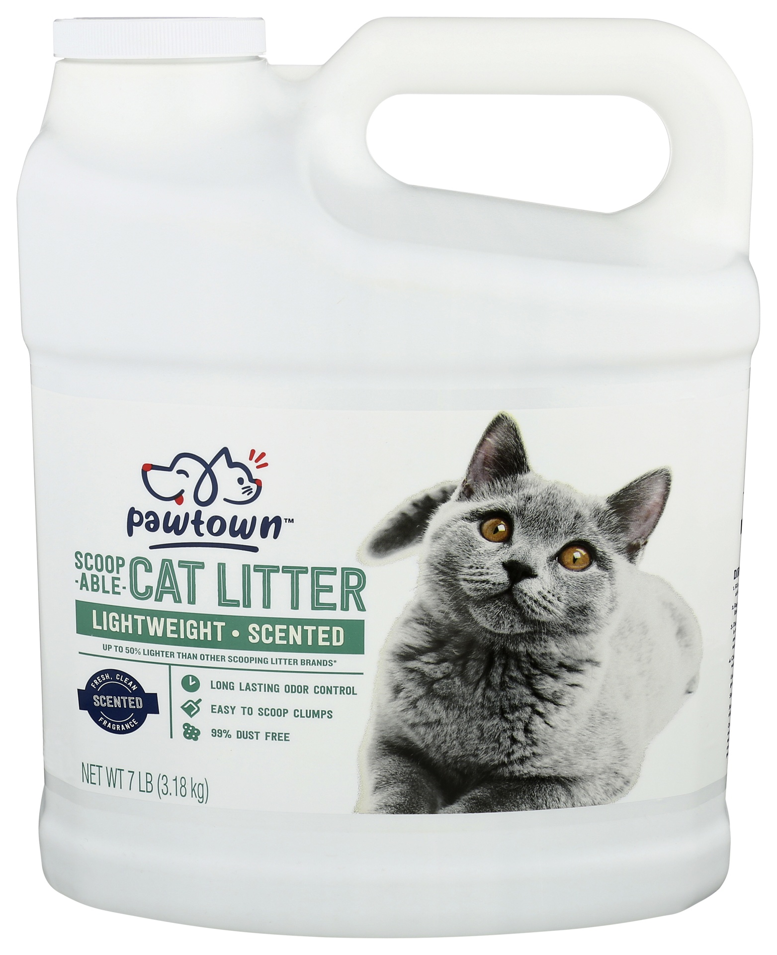 slide 1 of 1, Pawtown Lightweight Scented Cat Litter, 7 lb