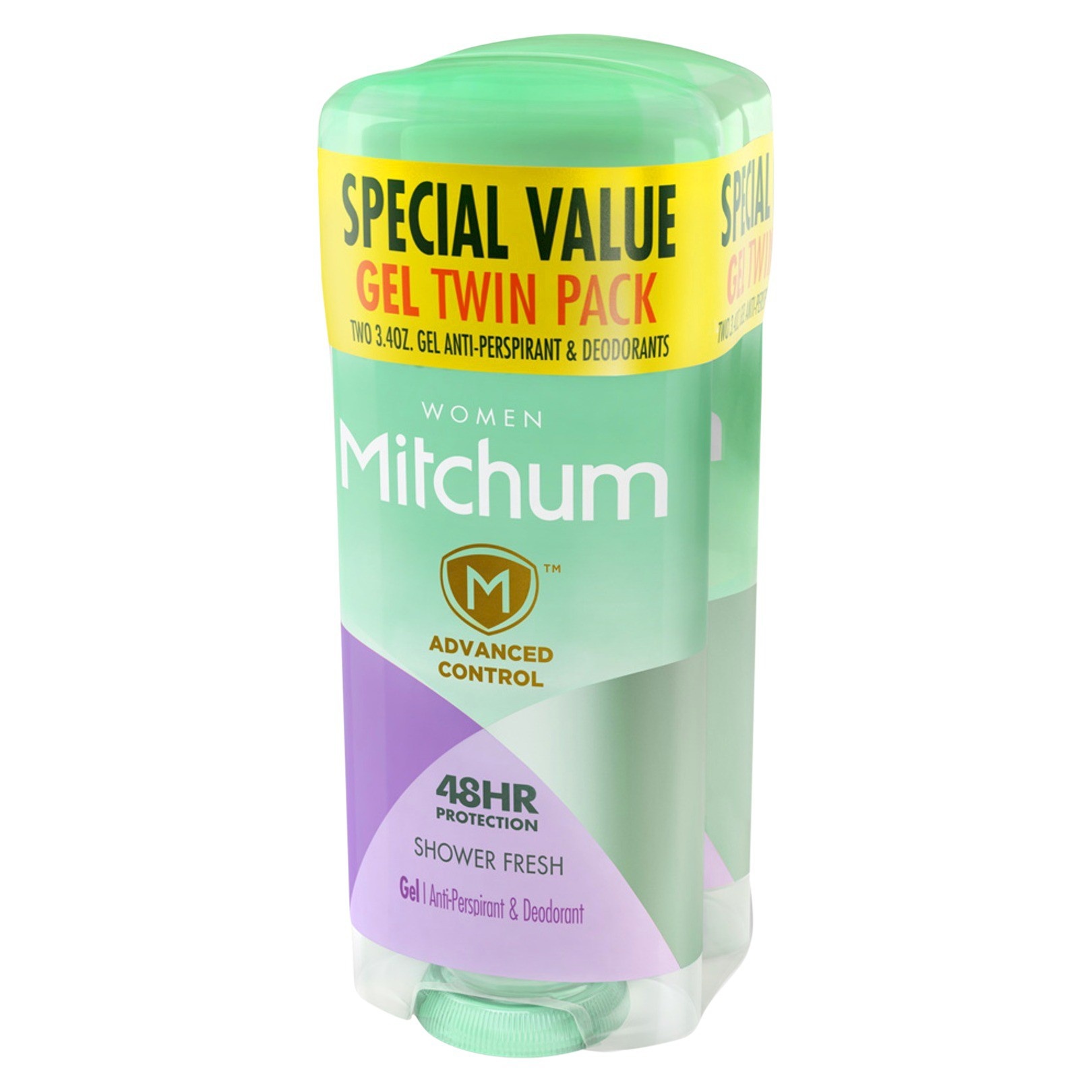 slide 1 of 4, Mitchum Power Gel Women's Shower Fresh Gel Antiperspirant Deodorant, 2 ct; 3.4 oz