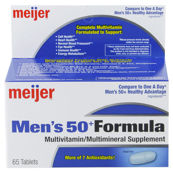 slide 1 of 6, Meijer Mens 50+ One Daily Multivitamin, 65 ct