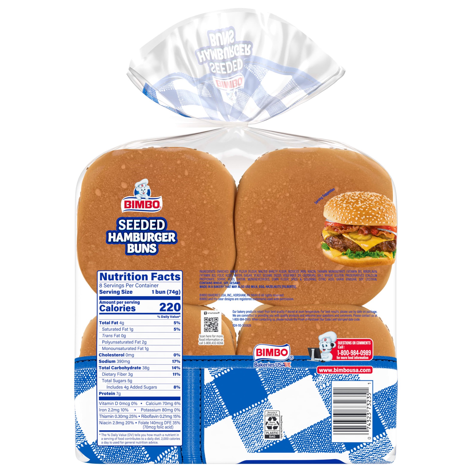 slide 6 of 7, Bimbo Bimbollos Sesame Seeds Hamburger Buns, 8 count, 21 oz, 8 ct