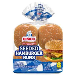 Bimbo Bimbollos Sesame Seeds Hamburger Buns, 8 count, Hamburger Buns, 21 oz Bag