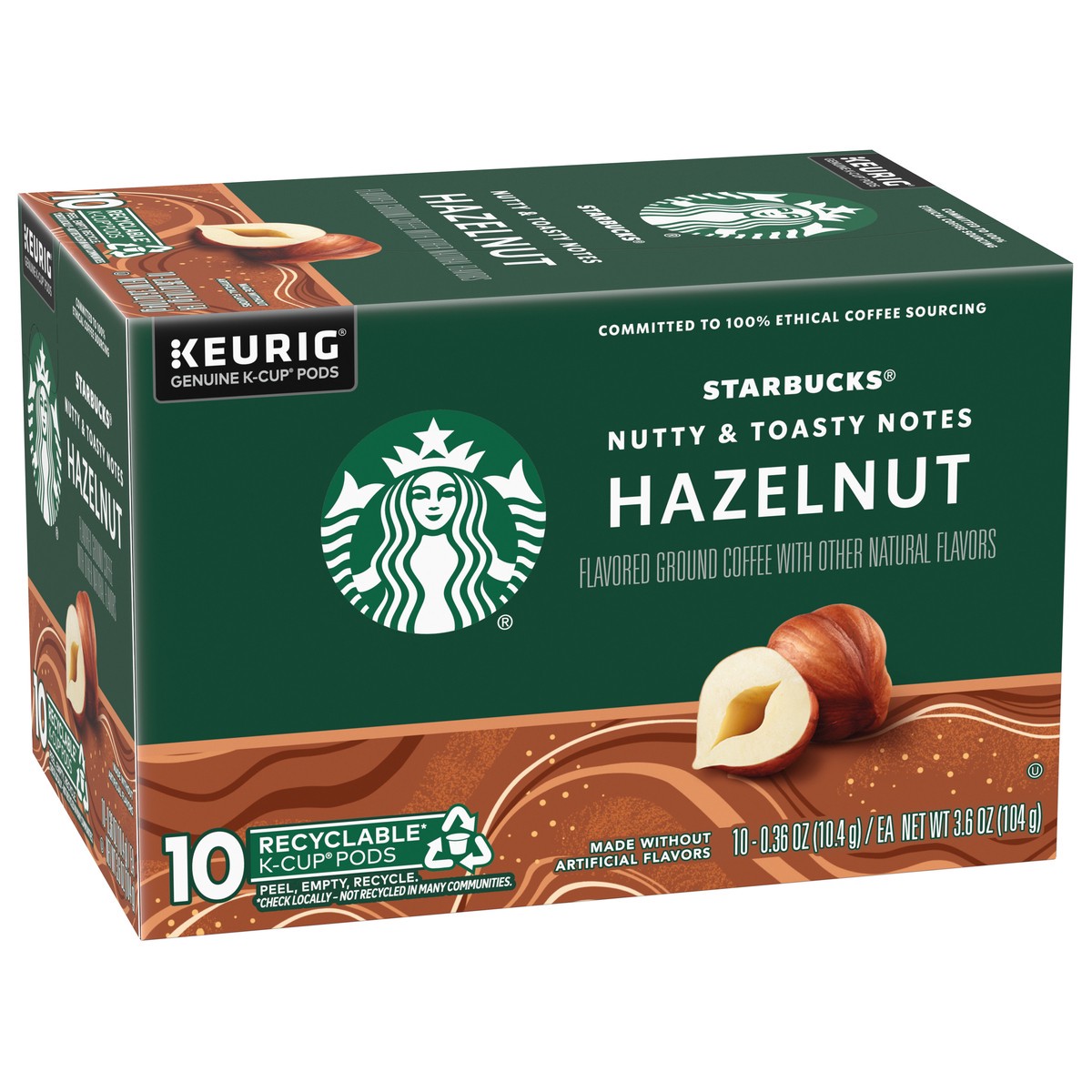 slide 3 of 8, Starbucks K-Cup Pods Hazelnut Coffee 10 - 0.36 oz Pods, 10 ct