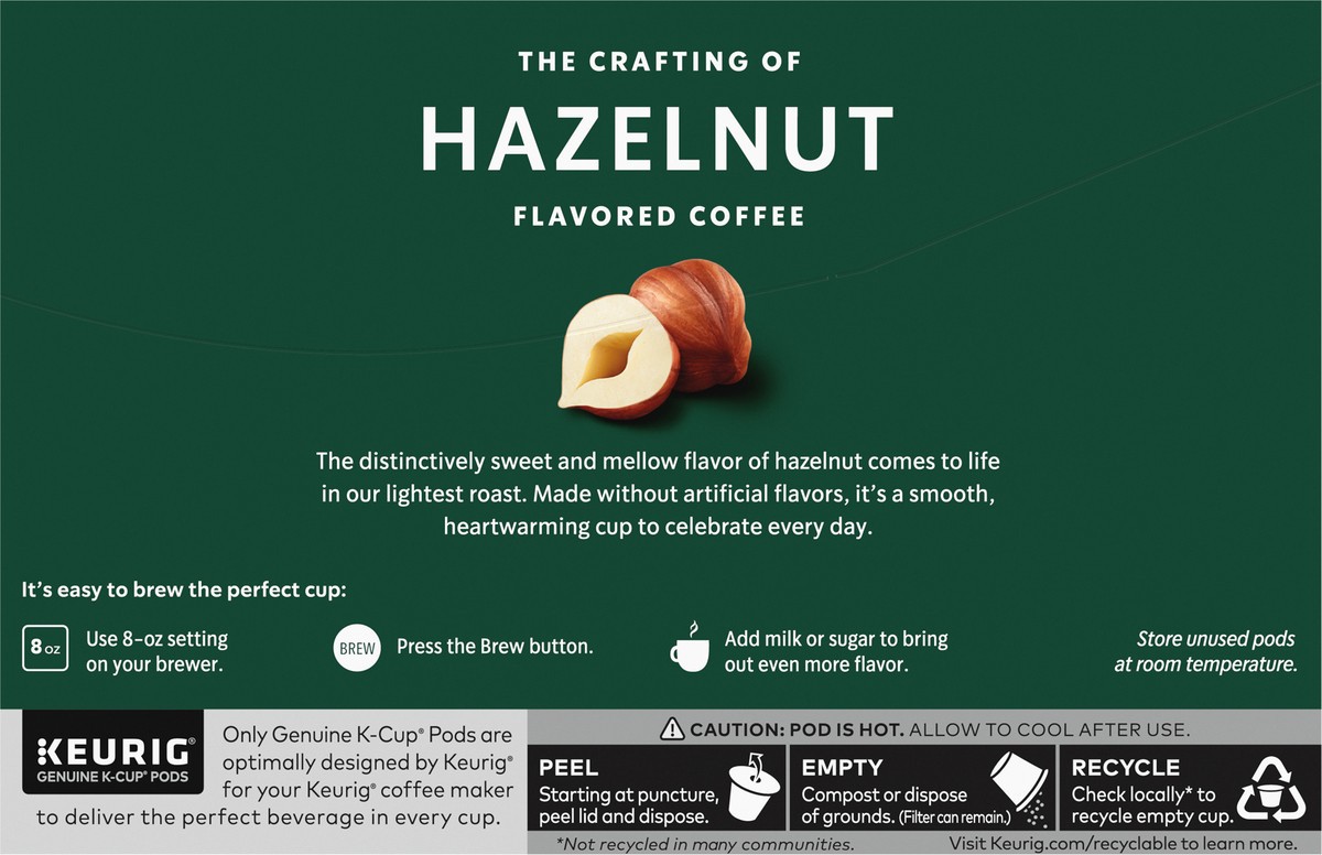 slide 5 of 8, Starbucks K-Cup Pods Hazelnut Coffee 10 - 0.36 oz Pods, 10 ct