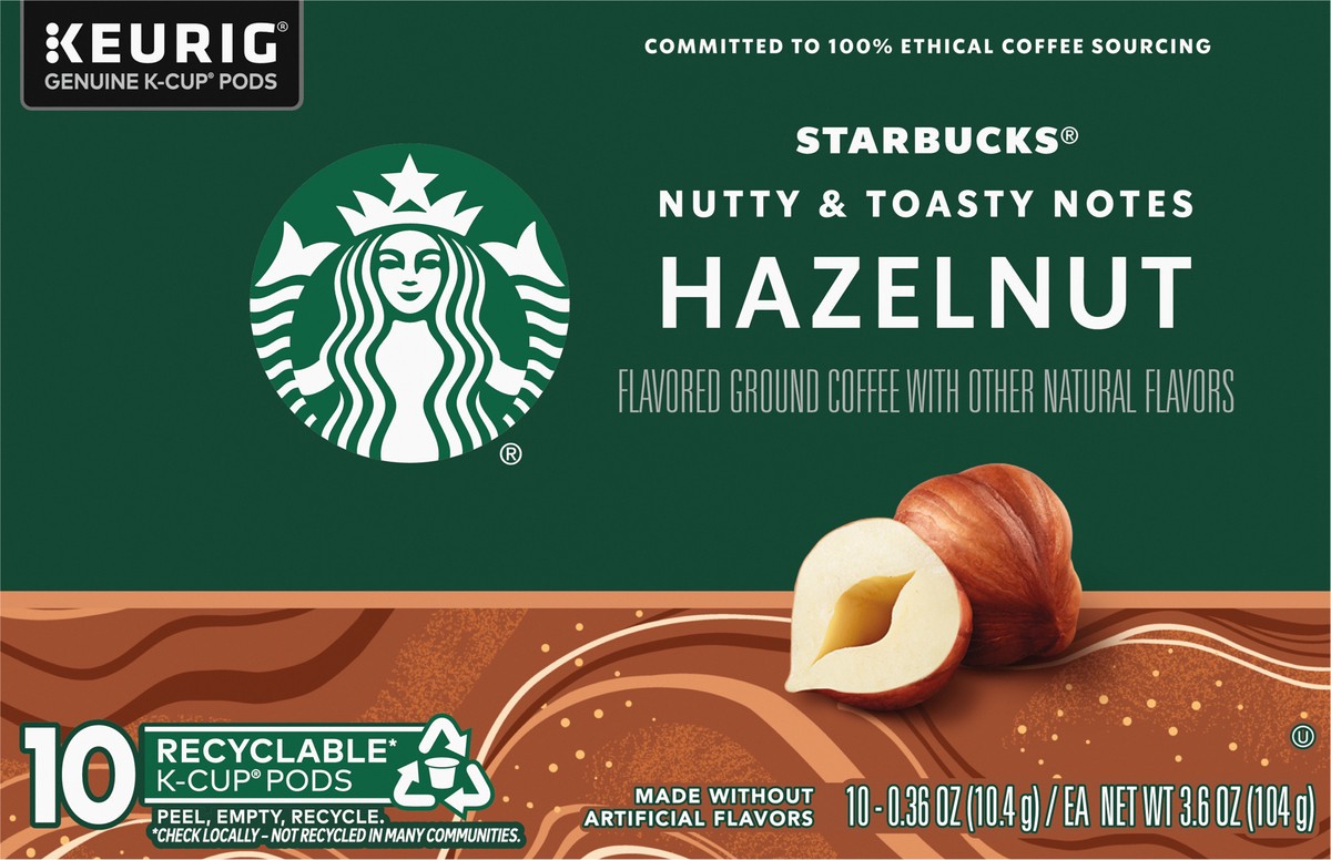 slide 4 of 8, Starbucks K-Cup Pods Hazelnut Coffee 10 - 0.36 oz Pods, 10 ct