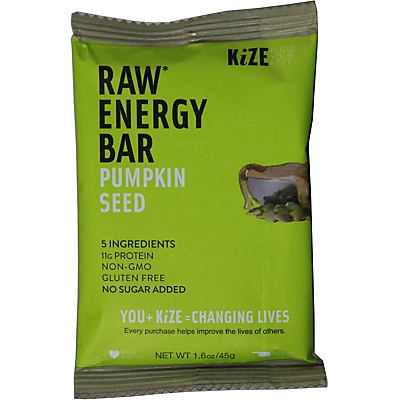 slide 1 of 1, KiZE Peanut Butter Crunch Raw Energy Bar, 1.6 oz