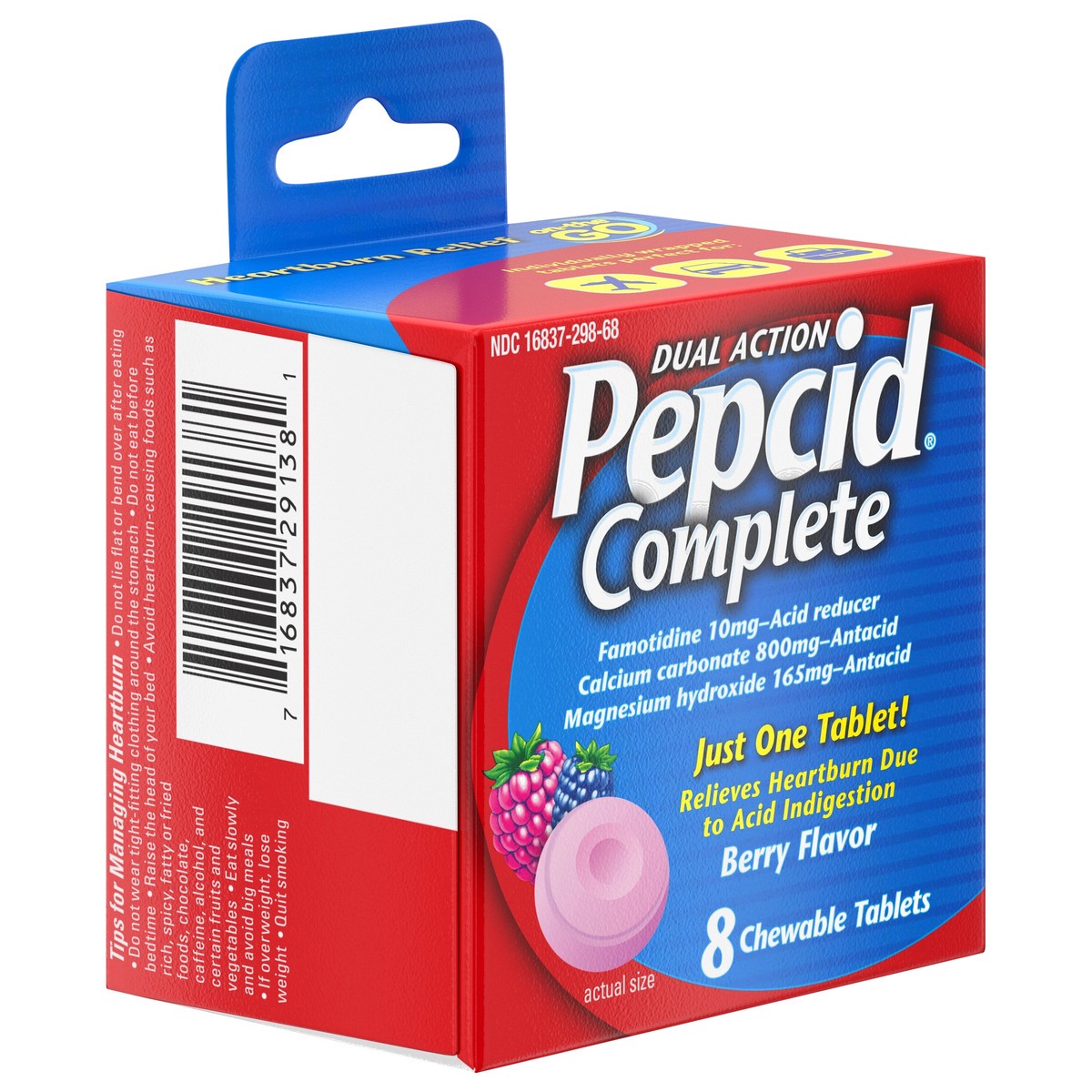 slide 5 of 7, Pepcid Complete Acid Reducer + Antacid Chews, Berry Flavored, 8 ct, 8 ct