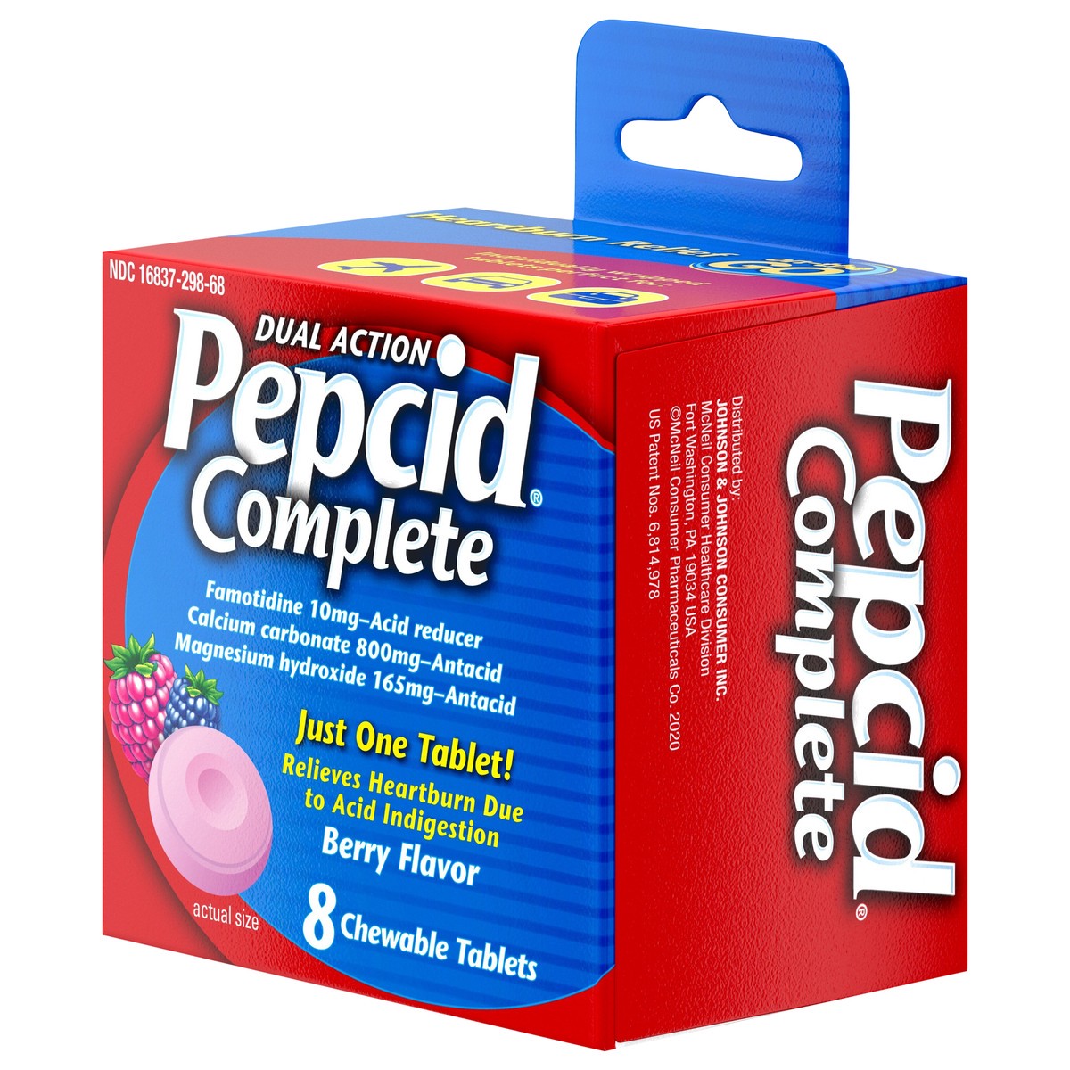 slide 4 of 7, Pepcid Complete Acid Reducer + Antacid Chews, Berry Flavored, 8 ct, 8 ct