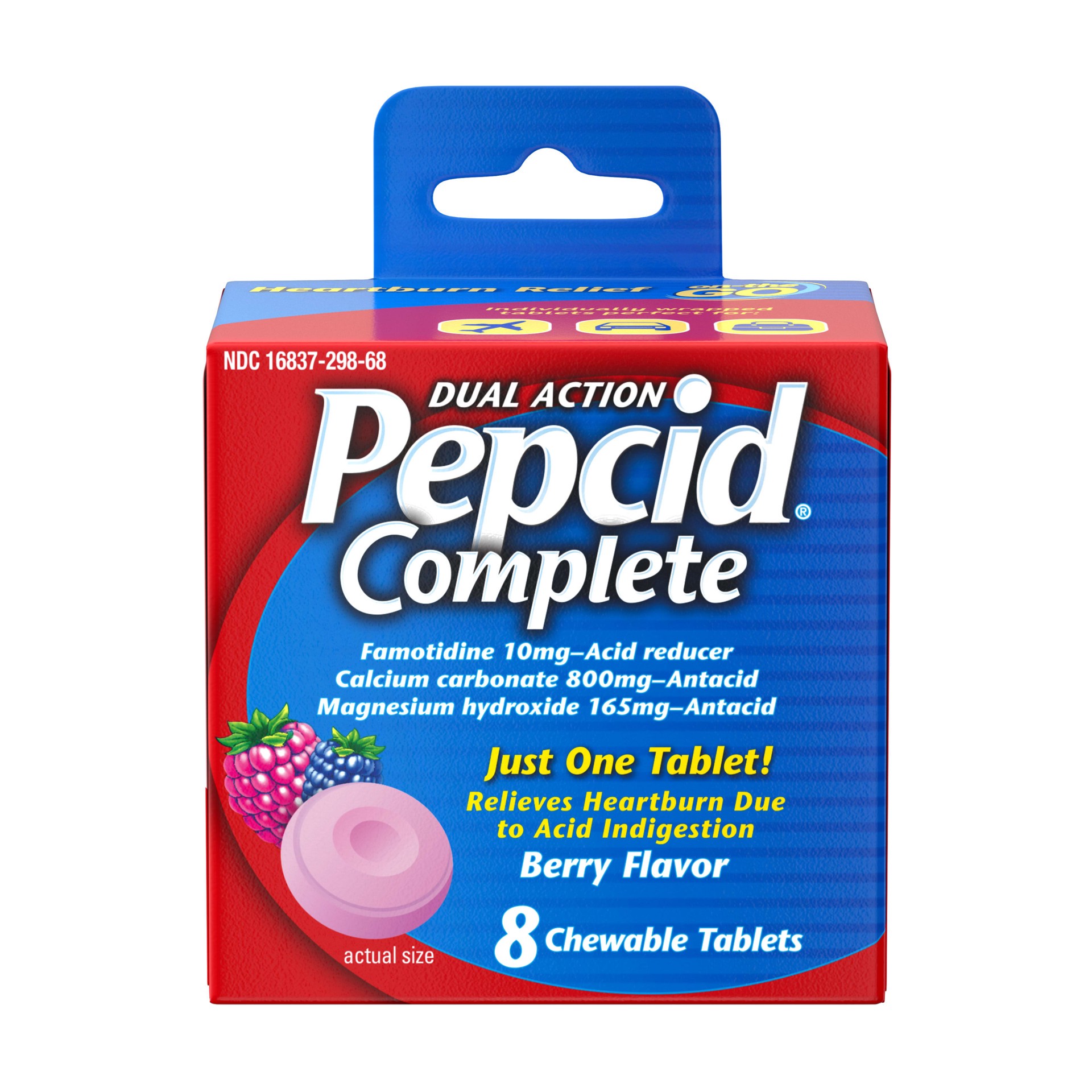 slide 1 of 7, Pepcid Complete Acid Reducer + Antacid Chews, Berry Flavored, 8 ct, 8 ct