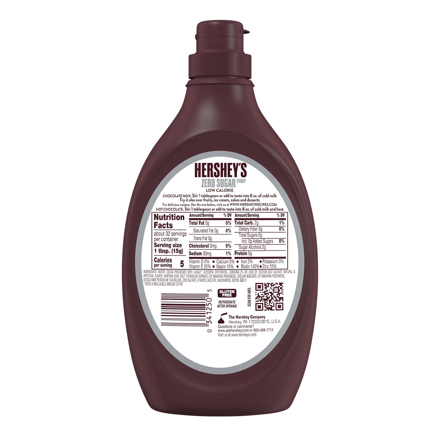 slide 7 of 8, Hershey's Syrup, Chocolate, Sugar Free, 17.5 oz