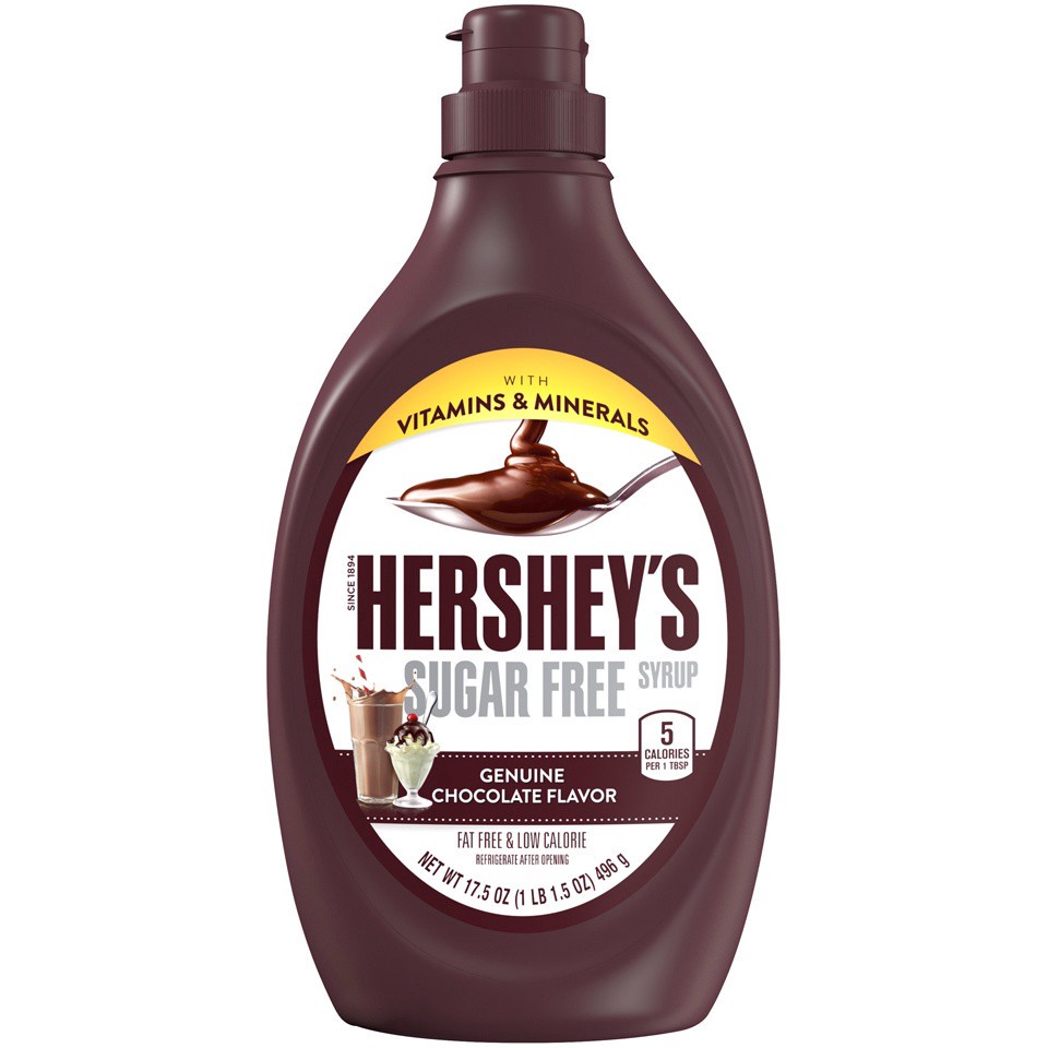 slide 1 of 8, Hershey's Syrup, Chocolate, Sugar Free, 17.5 oz