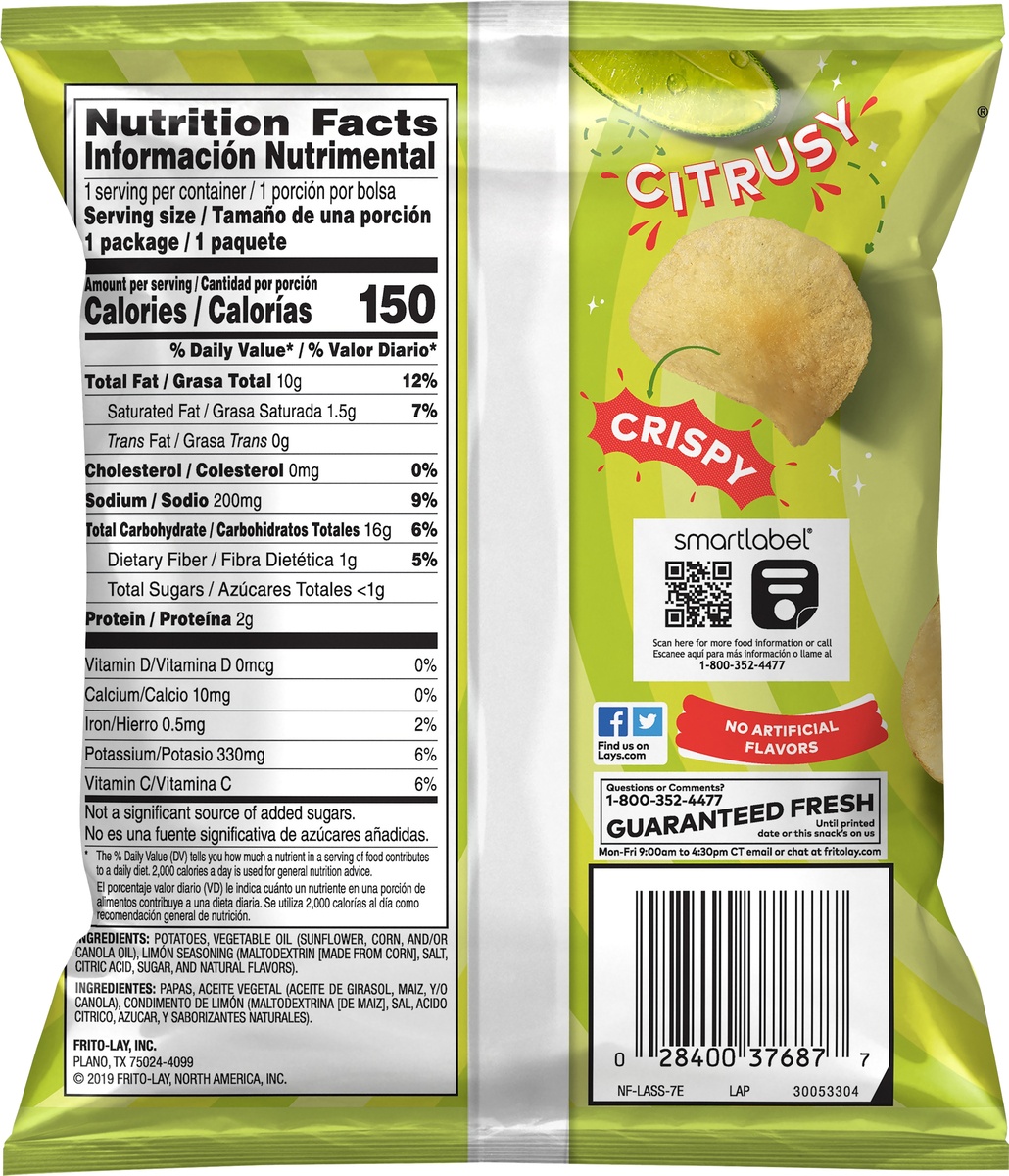 slide 5 of 5, Lay's Limon Potato Chips, 1 oz