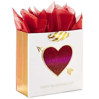 slide 1 of 1, Hallmark Glitter Heart Signature Large Valentine's Day Gift Bag with Tissue Paper #56, 1 ct