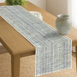 Room & Retreat Seasonal Homespun Recycled Cotton Runner, Blue, 14 In X 72 In