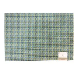 Room & Retreat Seasonal Collins Woven Vinyl Placemat, Blue, 2 Pack, 13 In X 19 In