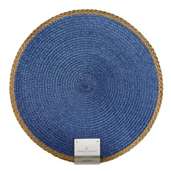 Room & Retreat Seasonal Carnegie Round Placemat, Dk Blue, 2 Pack, 15 In