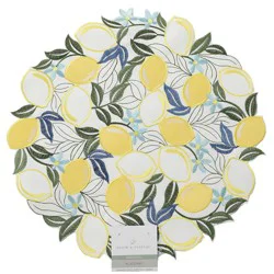 Room & Retreat Seasonal Lemon Round Embrd Placemat, 15 In