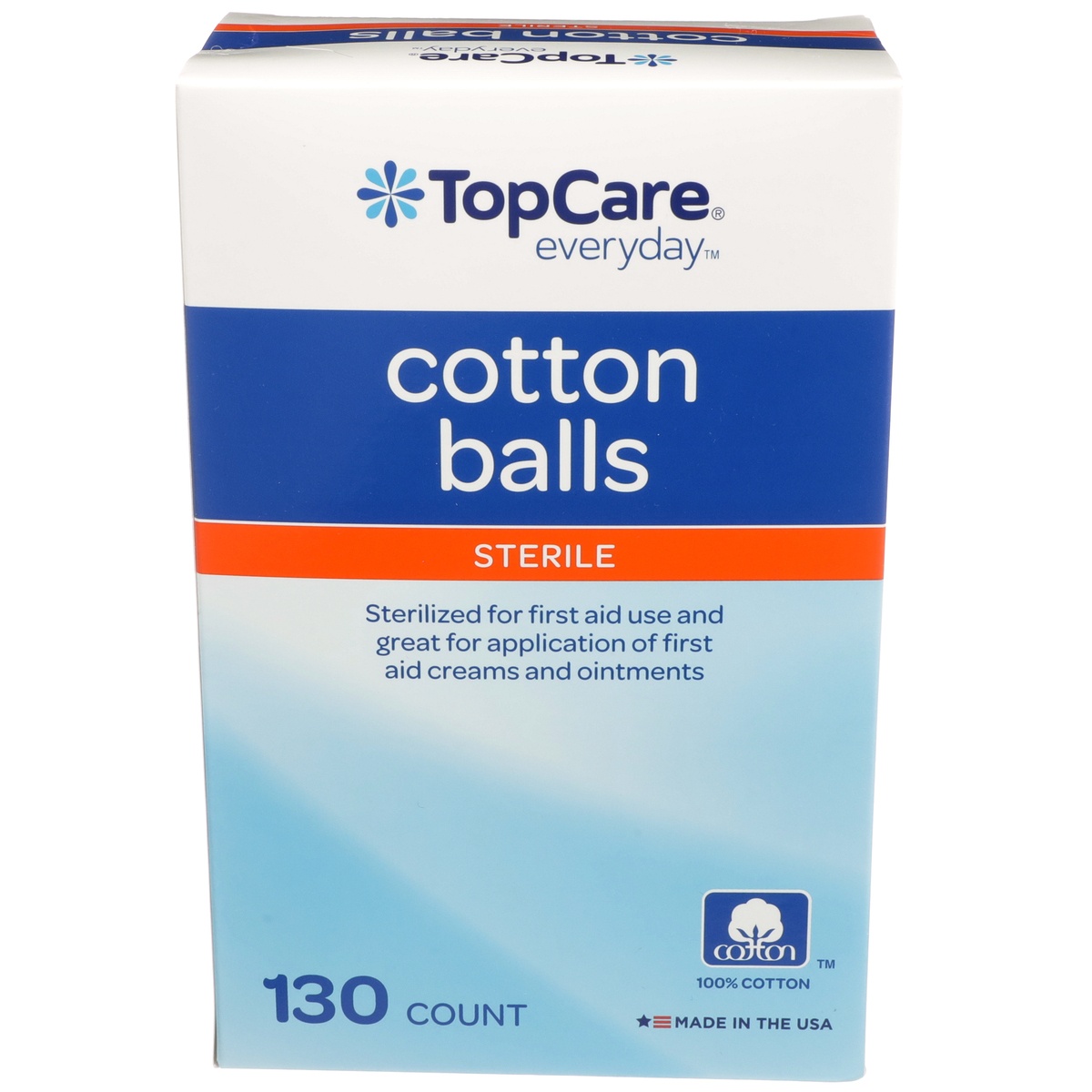 slide 1 of 1, TopCare Topcare Sterile Cotton Balls, 130 ct