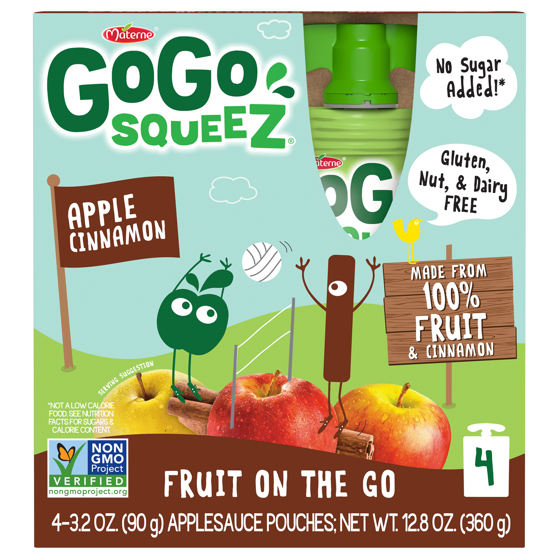 slide 1 of 1, GoGo squeeZ Applesauce, Fruit On The Go, Apple Cinnamon, 12.8 oz