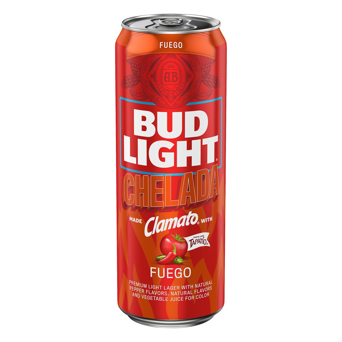 slide 1 of 1, Bud Light Premium Light Lager Chelada Fuego Lager 25 oz, 25 oz