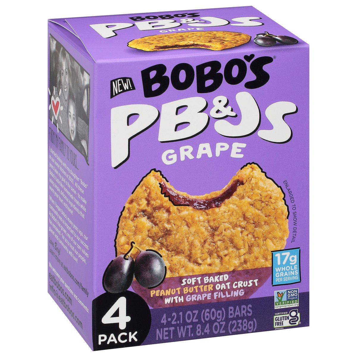 slide 8 of 9, Bobo's Grape PB&Js 4 - 2.1 oz Bars, 4 ct; 8.4 oz